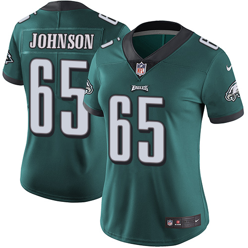 Nike Eagles #65 Lane Johnson Midnight Green Team Color Women's Stitched NFL Vapor Untouchable Limited Jersey